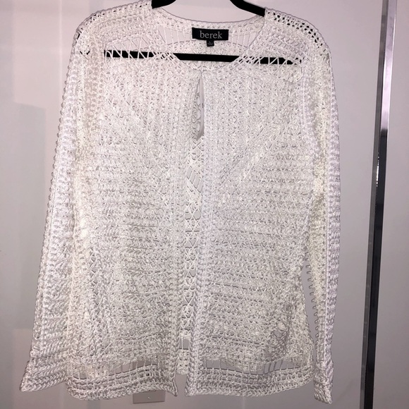 Berek Jackets & Blazers - COPY - Berek Crochet Boho Topper Jacket Blazer Cardigan Peral White Size L